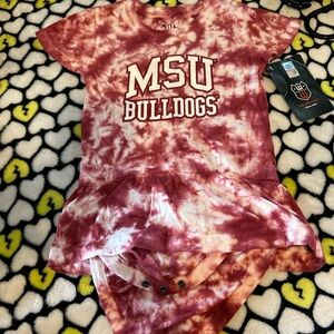 MSU Bulldogs Kids Tie-Dye Bodysuit onesie skirt